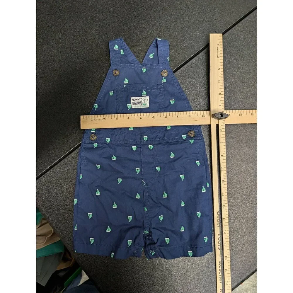 Carter’s Just One You Mommy’s First Mate blue overalls with sailboats. Size 12M